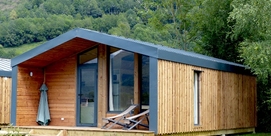 Wooden chalet in campsite